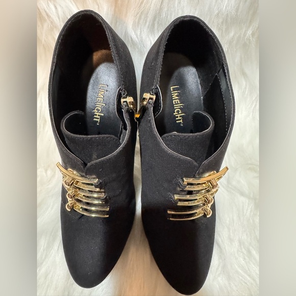 Limelight Black and Gold Ankle Booties with Decorative Clasps - Picture 9 of 11